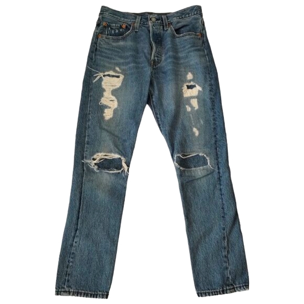 Levi's 501 Women's Patched Destroyed Button Fly Denim Jeans Size W27 L28